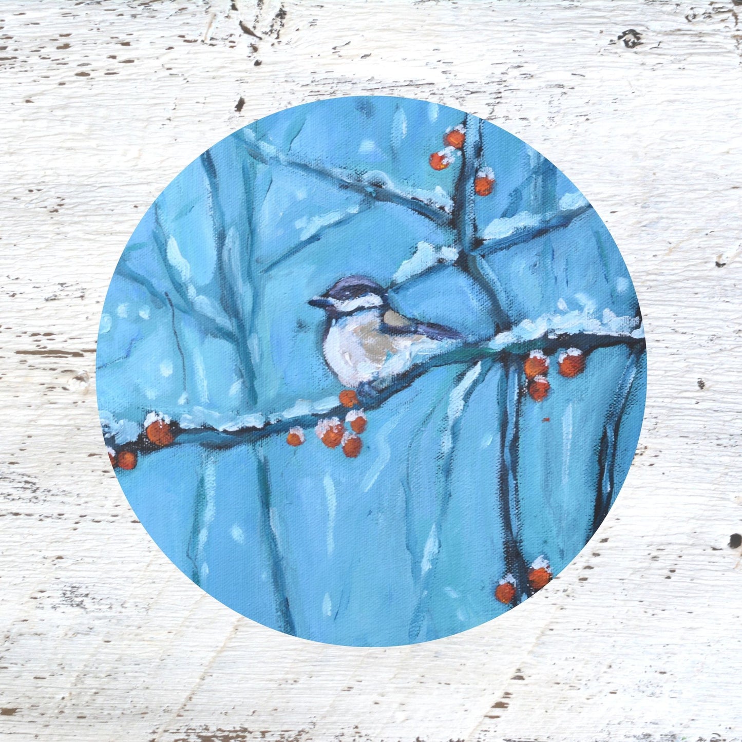 Rubber Grip Jar Opener -Snowberry Song - Winter Chickadee