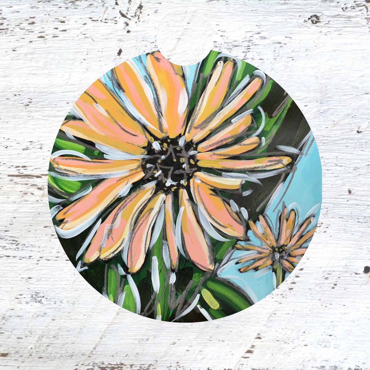 Car Coaster: Yellow Daisy. Artist Christi Dreese