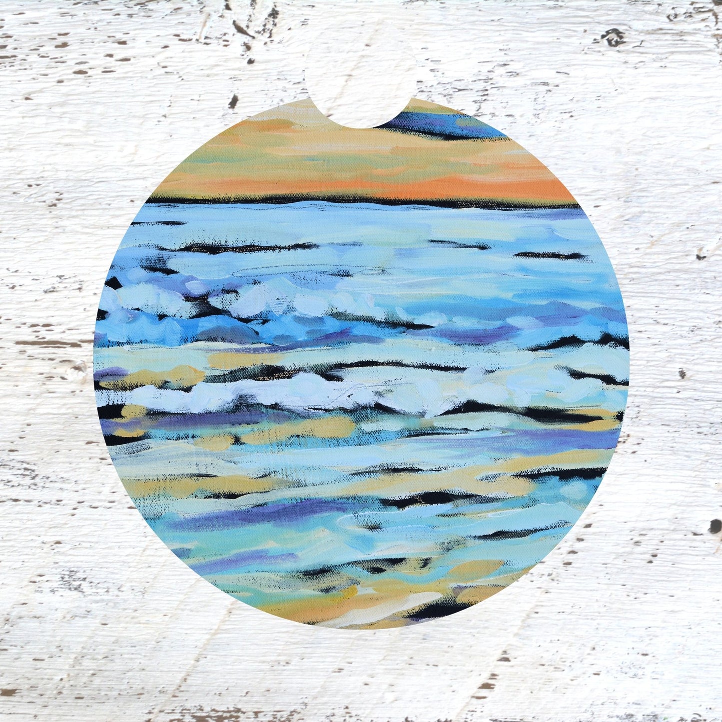 Car Coaster: Beach Sunset . Artist Christi Dreese