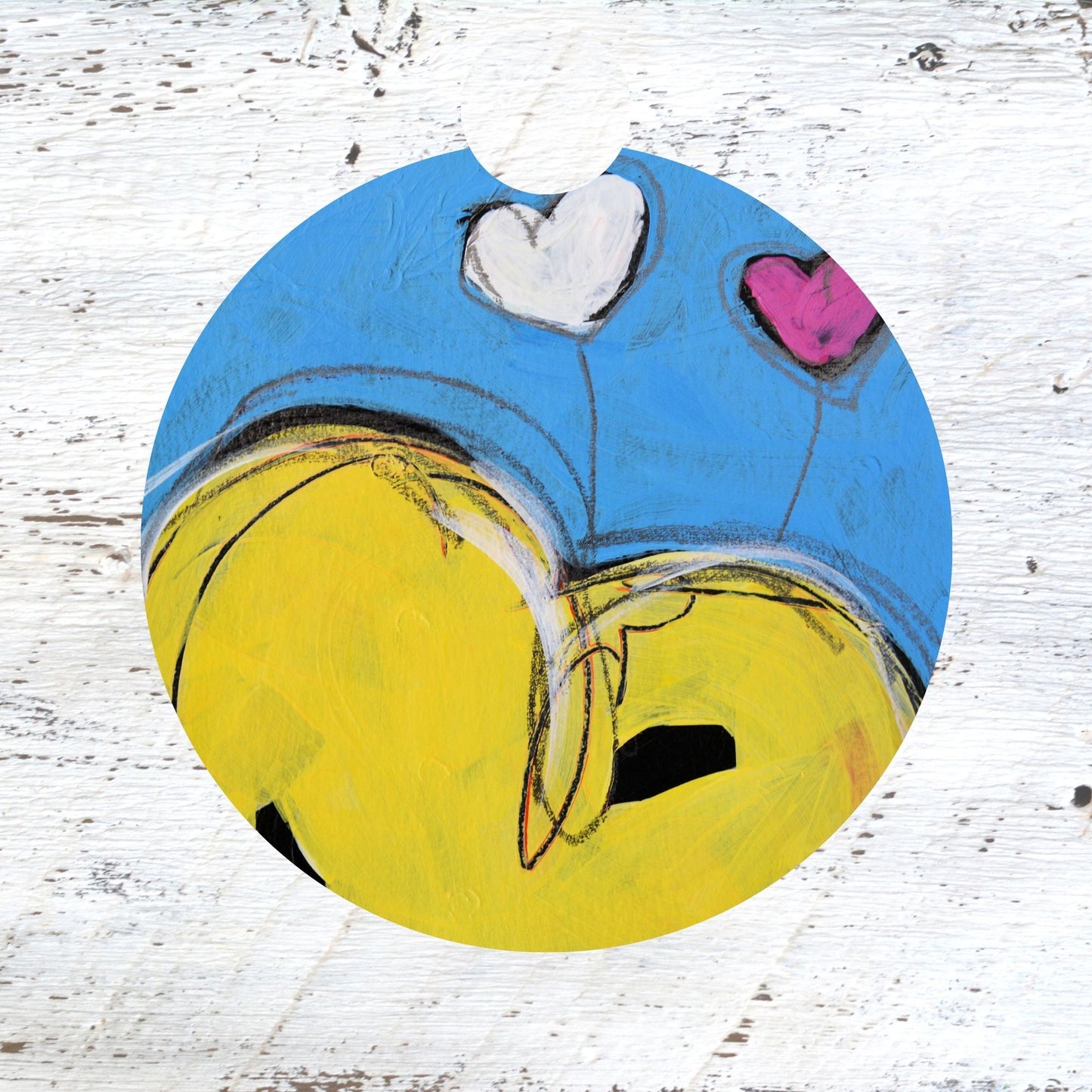Car Coaster: Yellow Hearts. Artist Christi Dreese