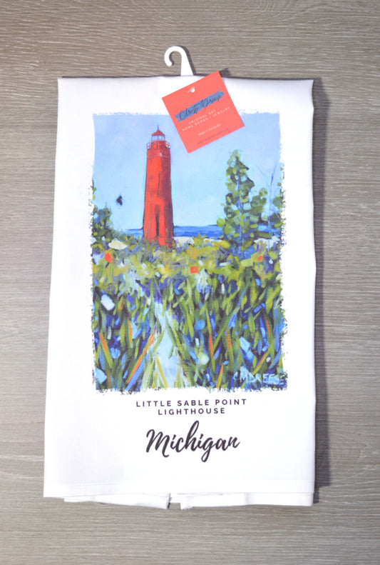 Tea Towel - "Little Sable Point Lighthouse Mears Michigan Kitchen Towel"