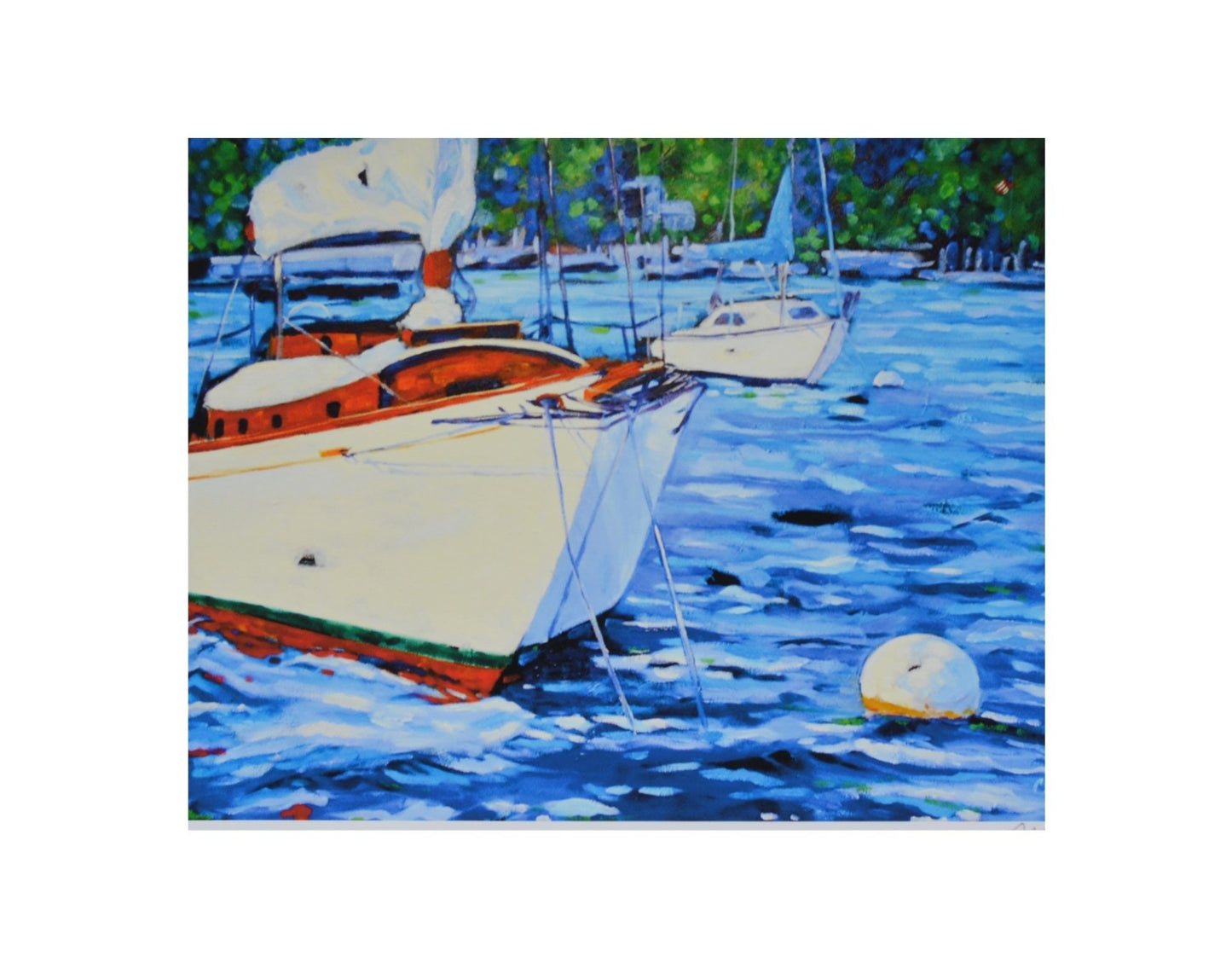 Monday Mooring Sailboat Print - Matted Print on Paper 11x14