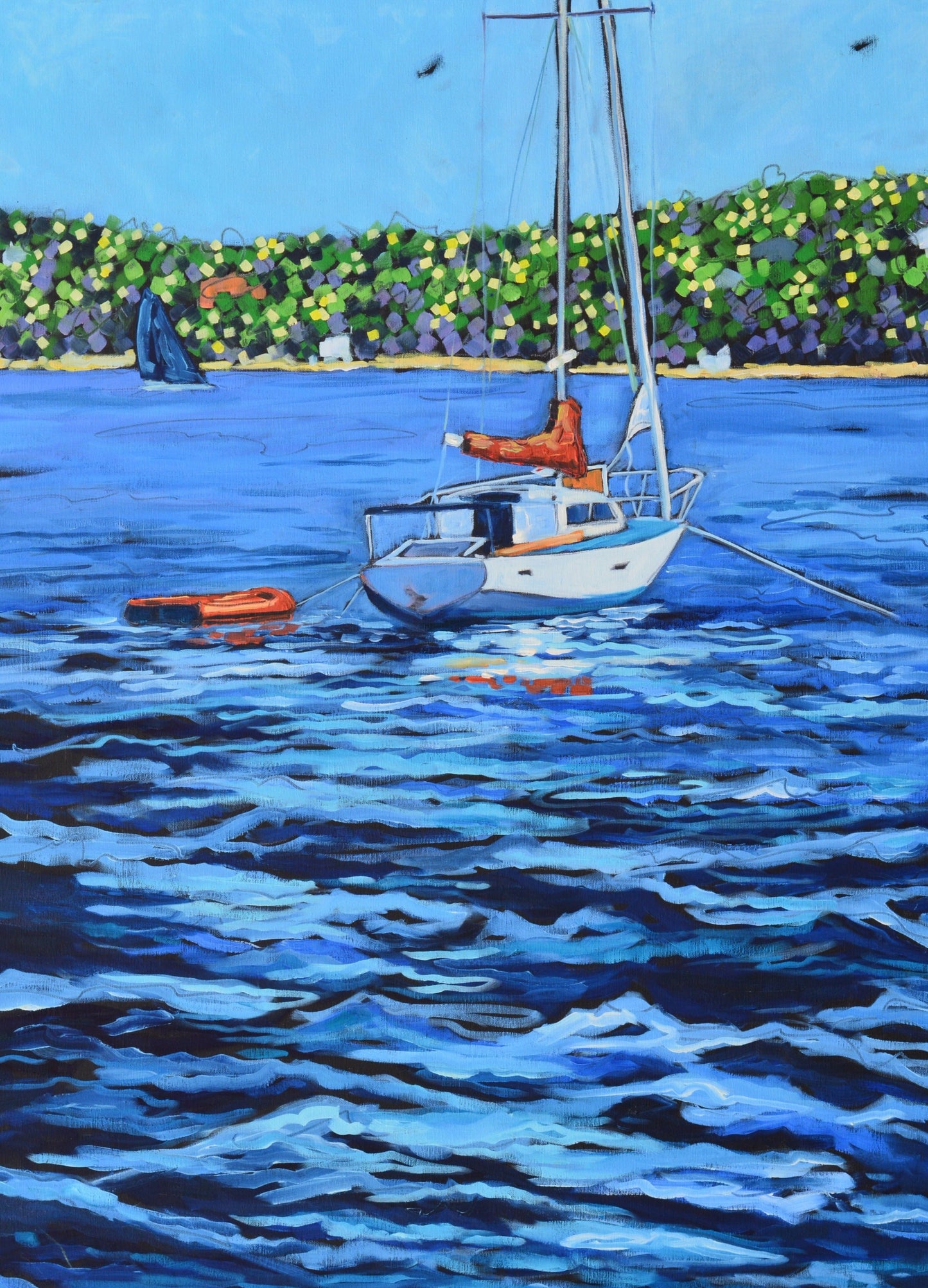 "Anchored" Sailboat Lake Print on Paper- Wall Art Home Decor