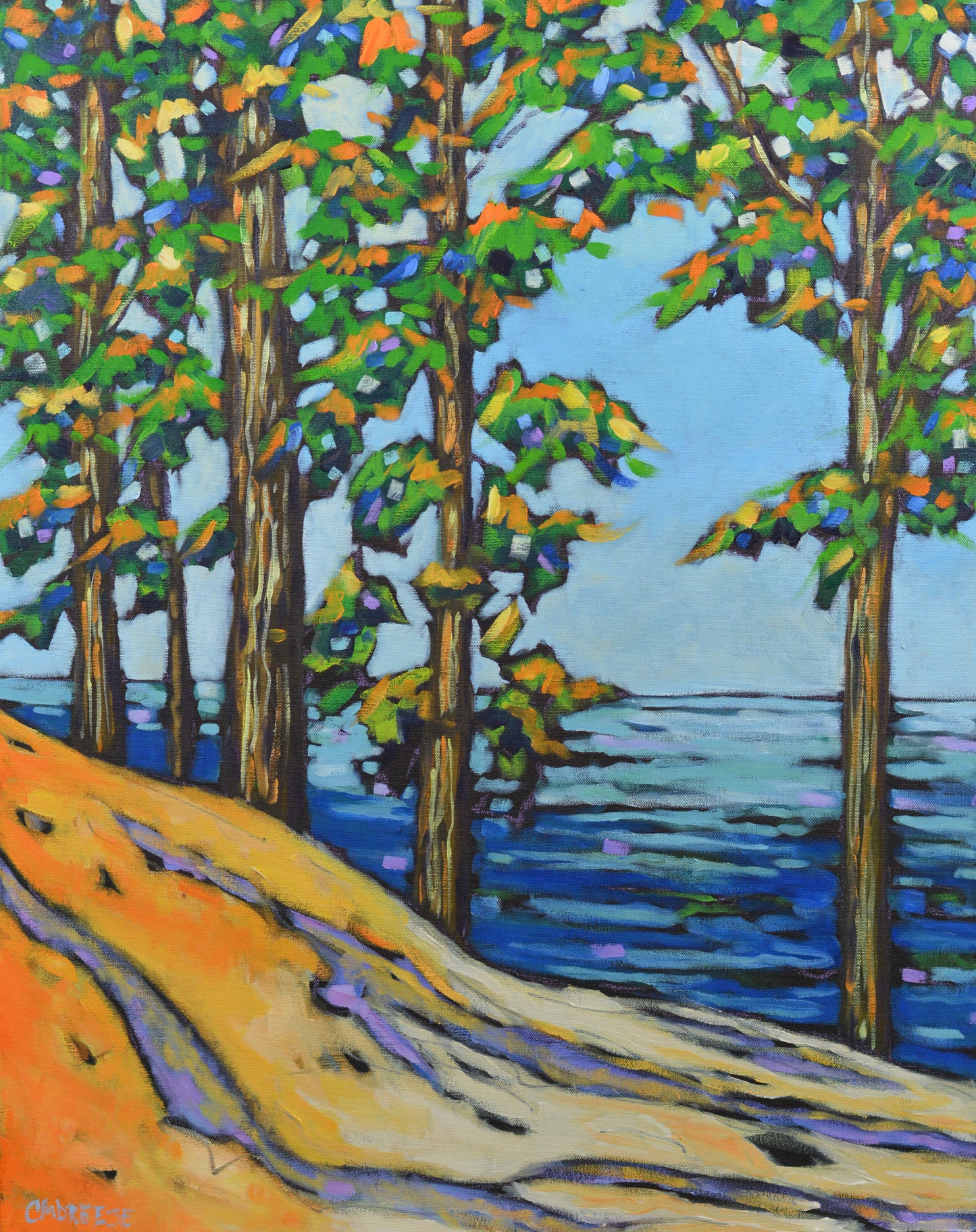 "Peaceful at the Lake" Oil Painting on Canvas, Original Oil Painting on Canvas, Wall Art Livingroom, Fine Art Painting Original, Beach Wall Art, Lake Michigan Painting, Cottage Art, Beach Painting on Canvas, Artist Christi Dreese
