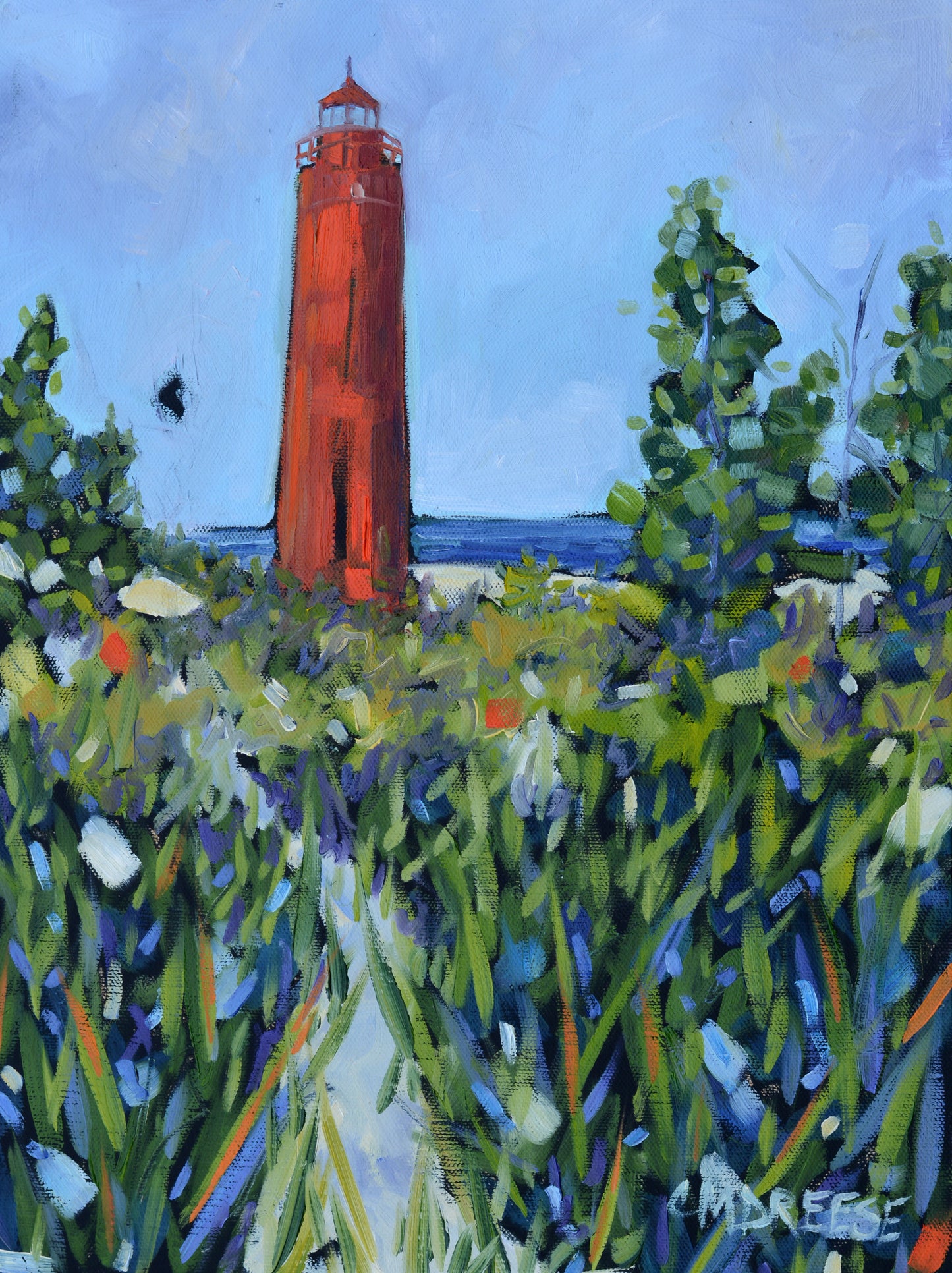 SOLD"Little Sable Lighthouse" Oil Painting on Canvas. Silver Lake, Mears, Michigan. Artist Christi Dreese