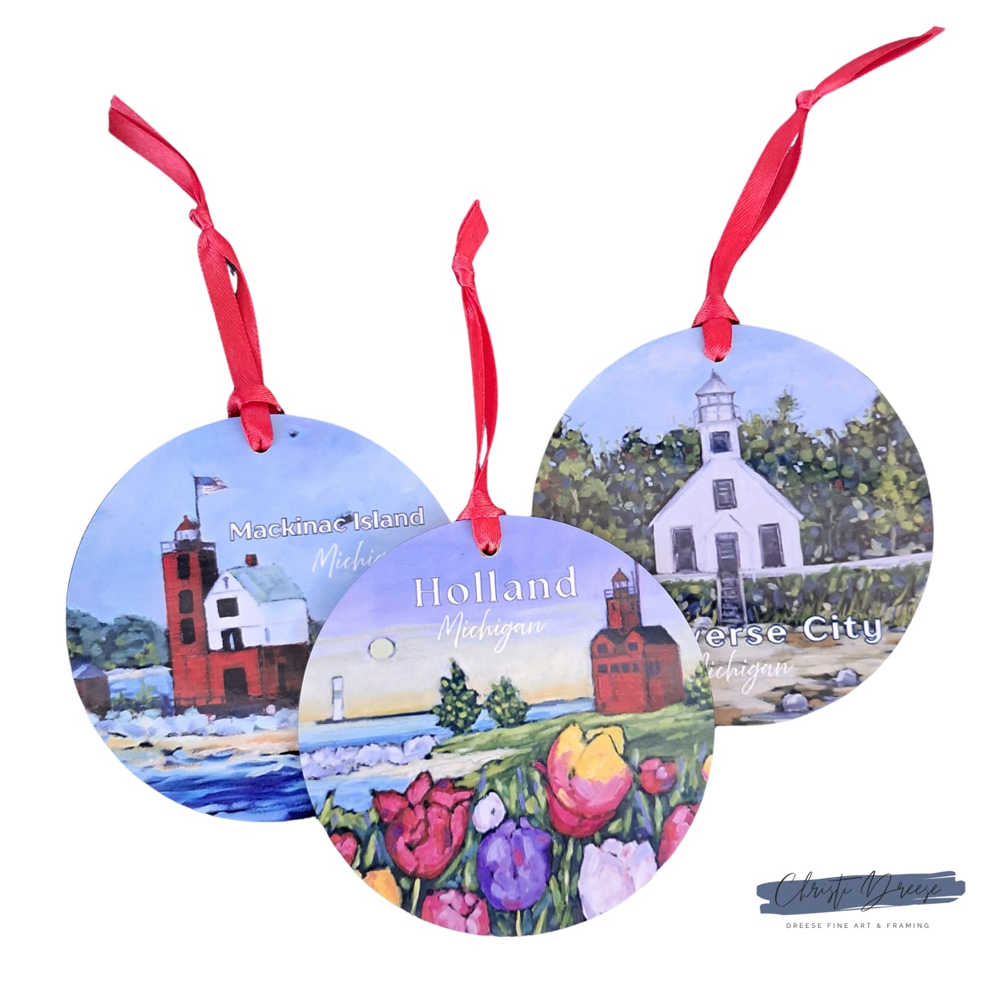 South Haven Lighthouse Ornament | 4" Round Michigan Christmas Ornament