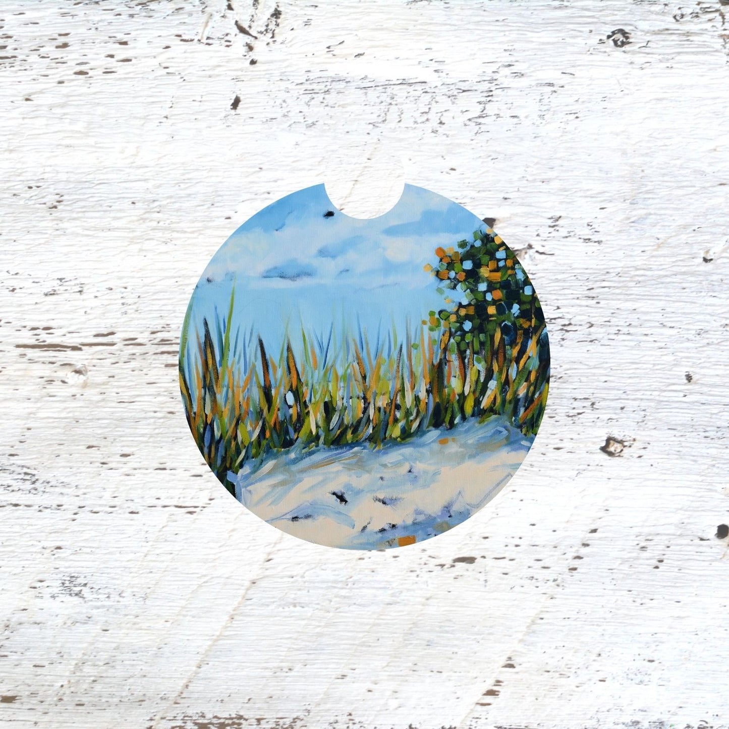 Car Coaster: Autumn Beach. Artist Christi Dreese