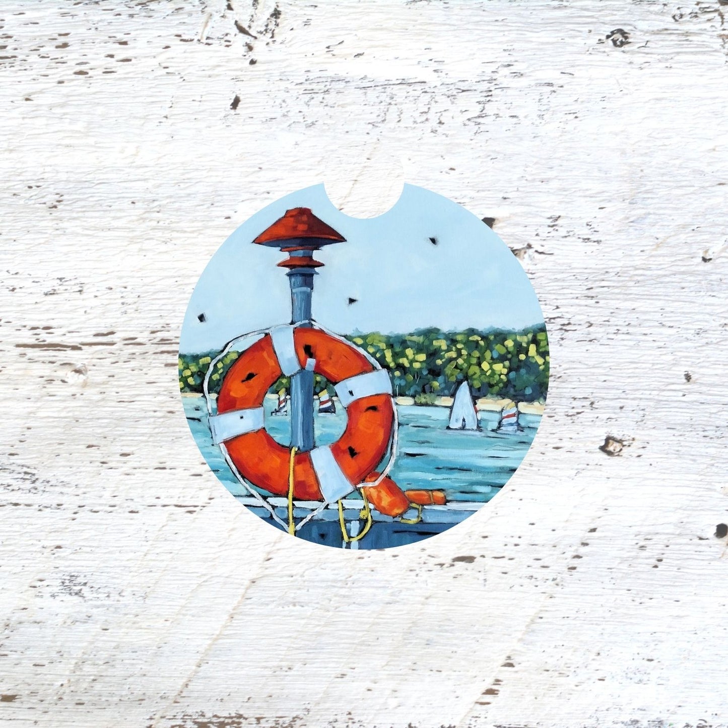 Car Coaster: Sailing Through Summer Along the Shoreline. Artist Christi Dreese