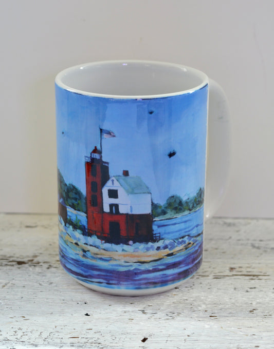 11 oz. and 15 oz Coffee Cup - Round Island Lighthouse Mackinac Island.