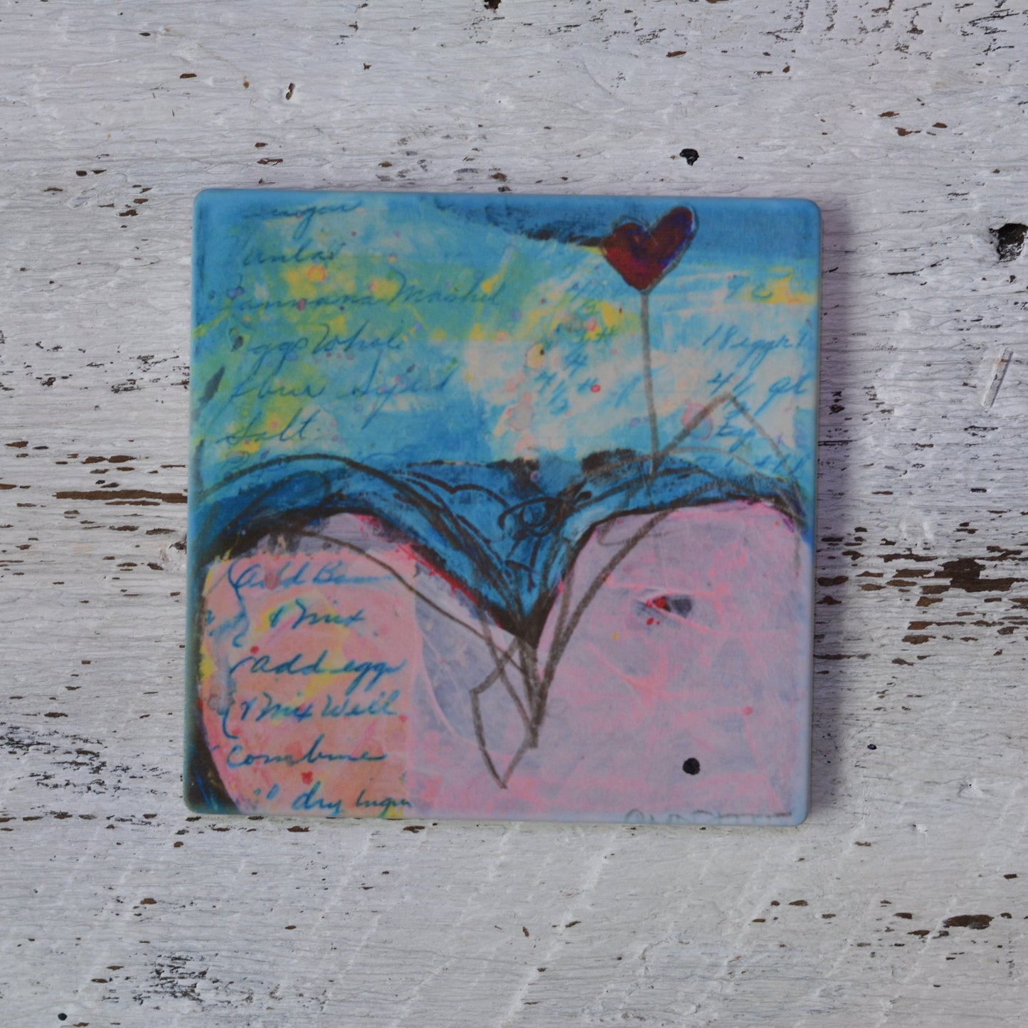 Coaster/ Trivet/ Magnet: Pink Heart. Spread Love Series. Valentines Day.