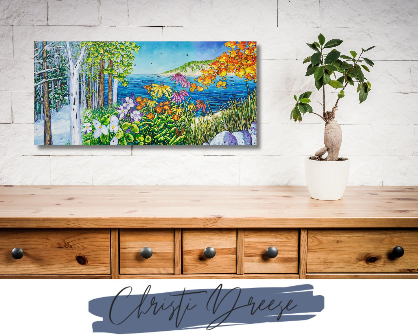 "Simple Pleasures" Four Season's Beach Print on Paper/ Wood Panels -Wall Art Home Decor
