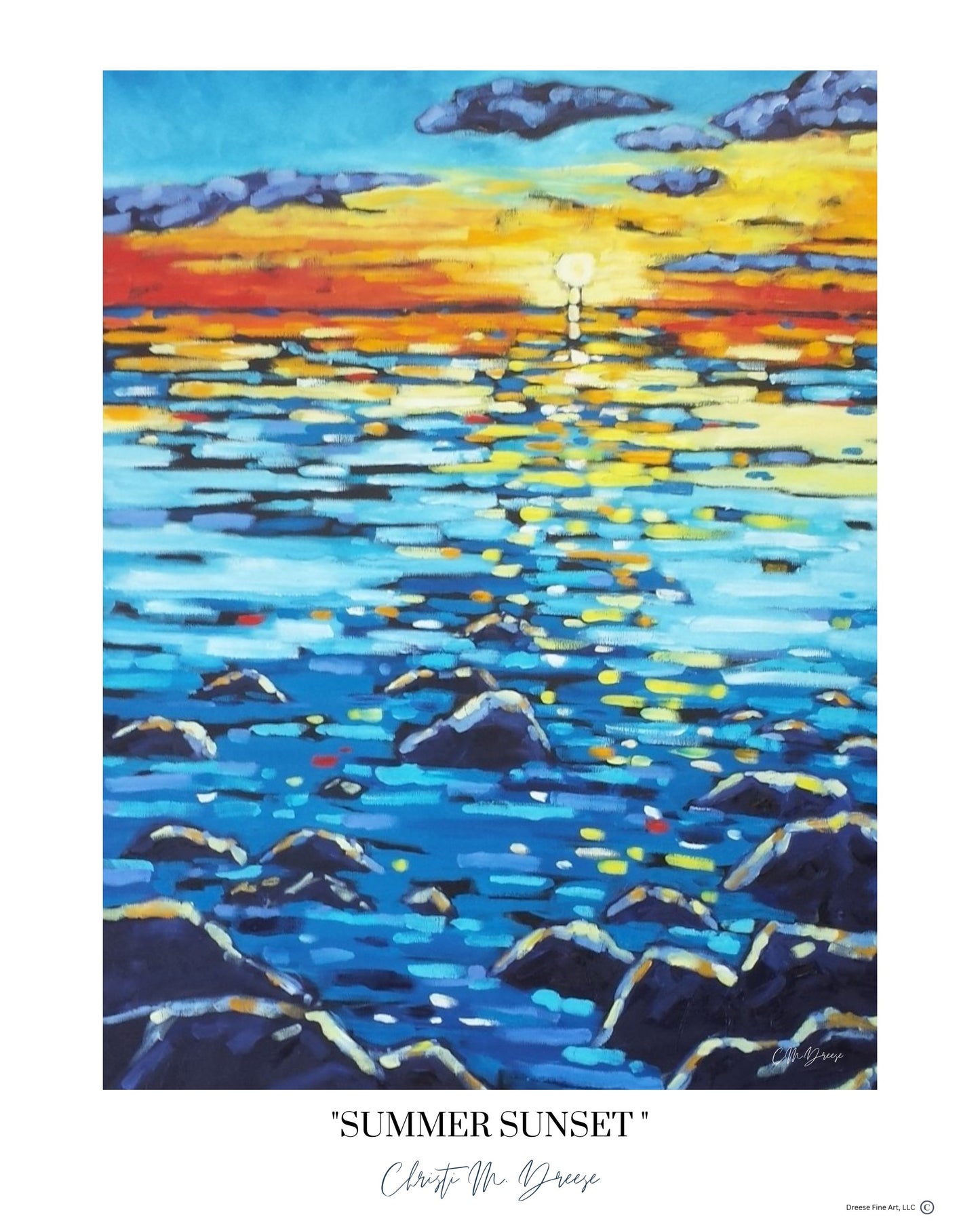 Summer Sunset Print on Paper, Wood Panel