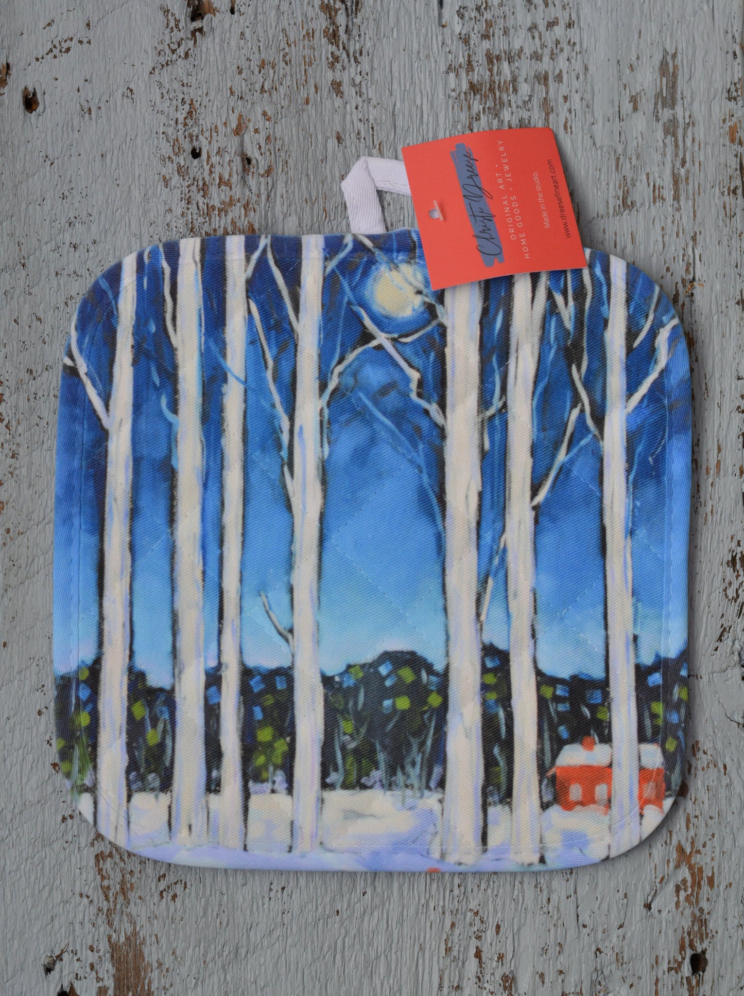 Potholder: Blame it on the Moon. Artist Christi Dreese