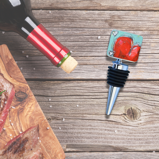 Wine Bottle Stopper: Red Heart