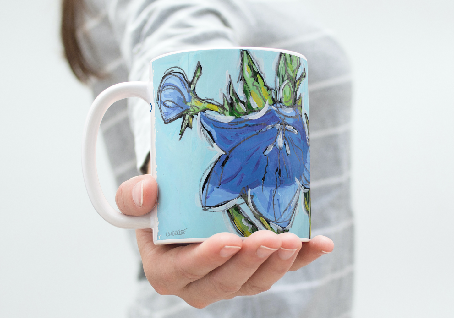 11 oz. and 15 oz Coffee Cup -Blue Bell Flower