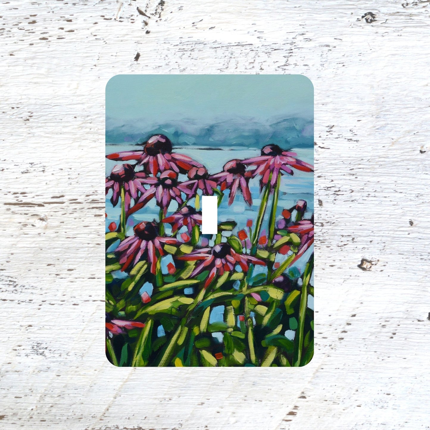 Switch Plates: "Natures Secret"  Purple Pink Coneflowers