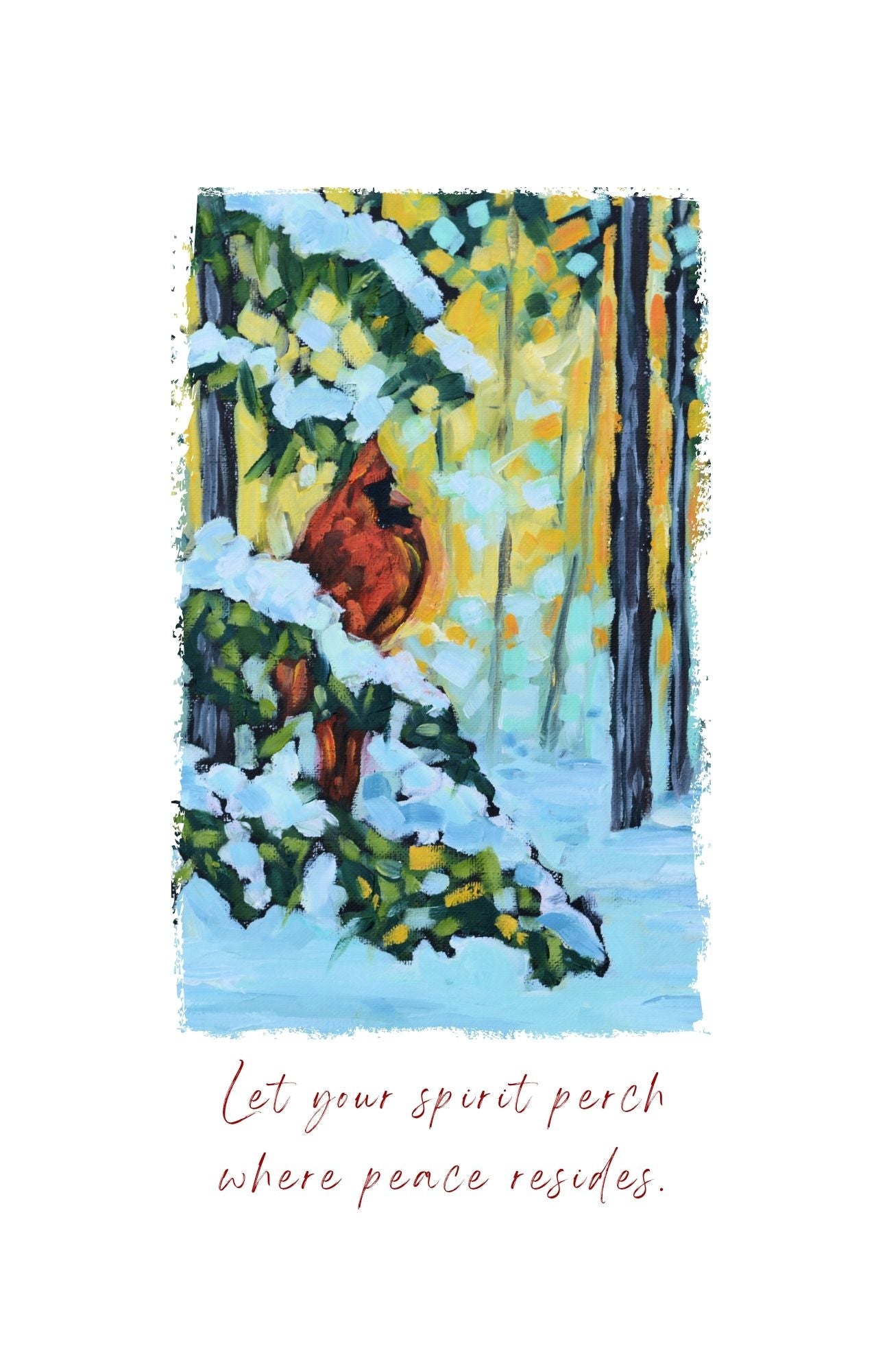 Dish Towel - Winter's Watcher- Cardinal in the Pine Trees