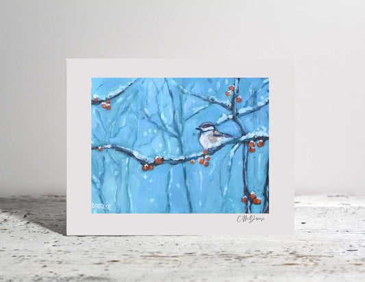 Notecard-Snowberry Song - Winter Chickadee