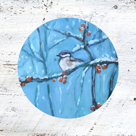 Rubber Grip Jar Opener -Snowberry Song - Winter Chickadee