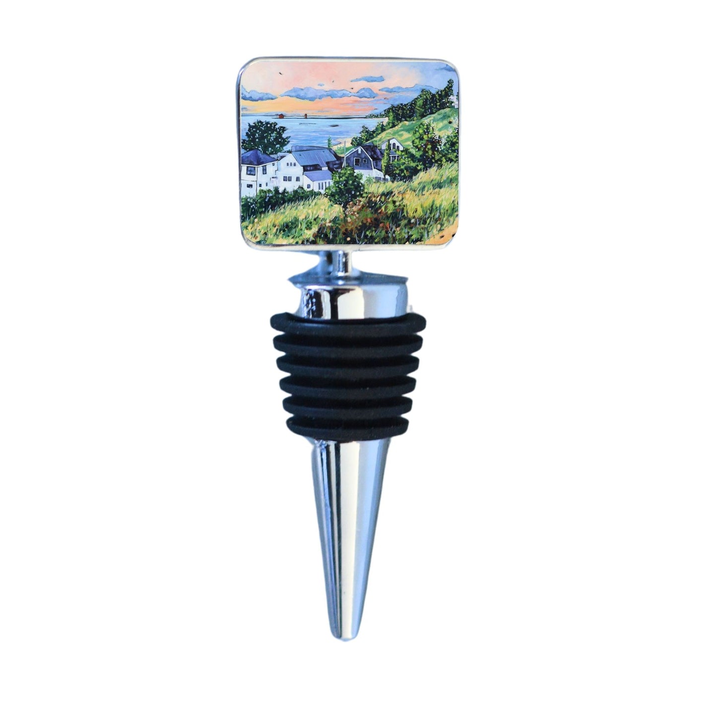 Wine Bottle Stopper: Views from Stickney Ridge, Sunset at the Lake