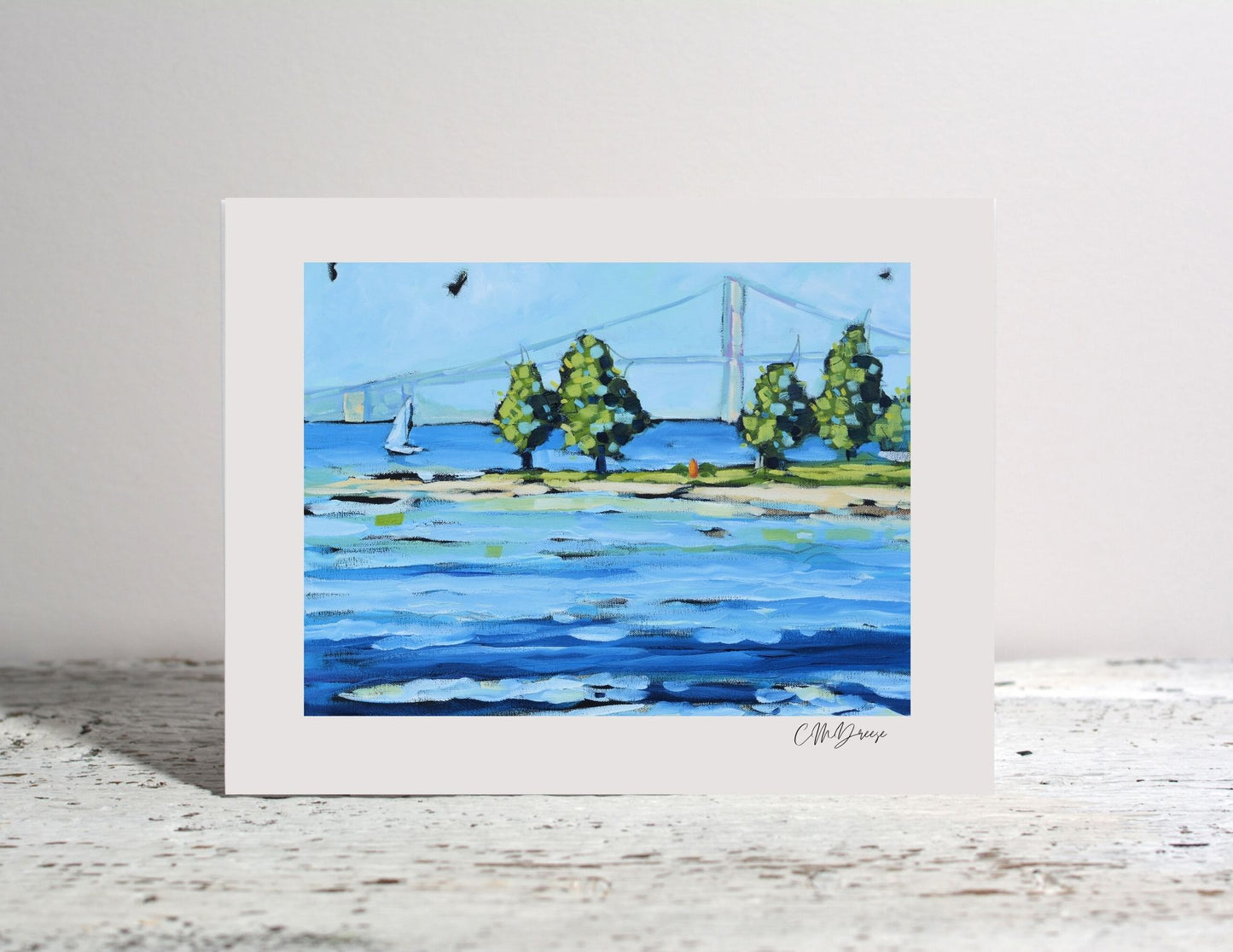 Notecard - Sailing at Mackinac Island Bridge Notecard