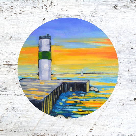 Rubber Grip Jar Opener - Pentwater Lighthouse Sunset.