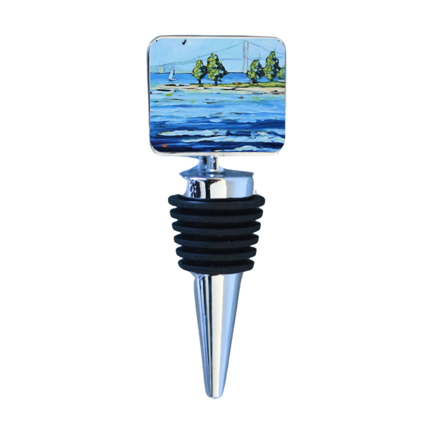 Wine Bottle Stopper: Mackinac Bridge