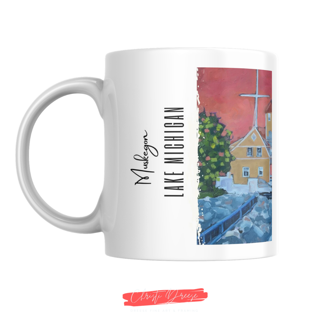 Muskegon Lighthouse Drinkware – Ceramic Mugs & Stainless Steel Tumblers|Coast Guard Station
