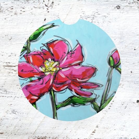 Car Coaster:  Peony. Artist Christi Dreese