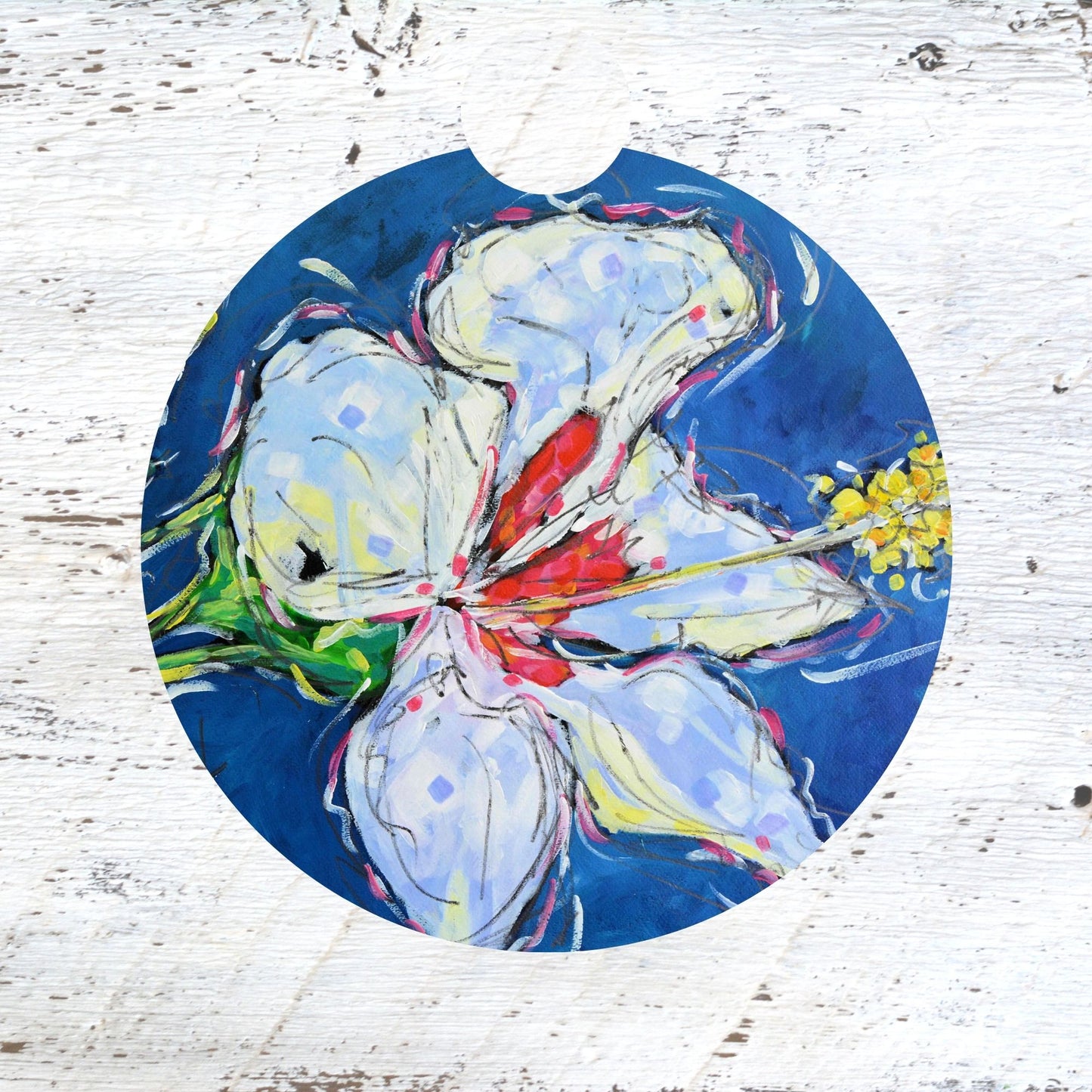 Car Coaster:  White Lily.  Artist Christi Dreese
