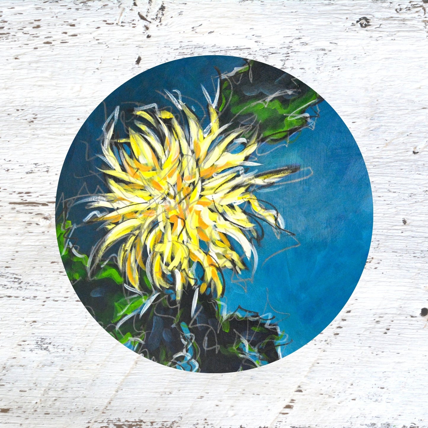Rubber Grip Jar Opener - Yellow Chrysanthemum. Wild and Beautiful.