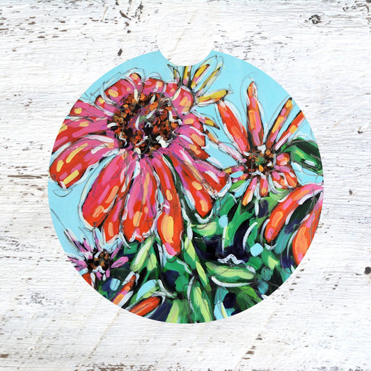 Car Coaster:  Pink Coneflowers.  Artist Christi Dreese