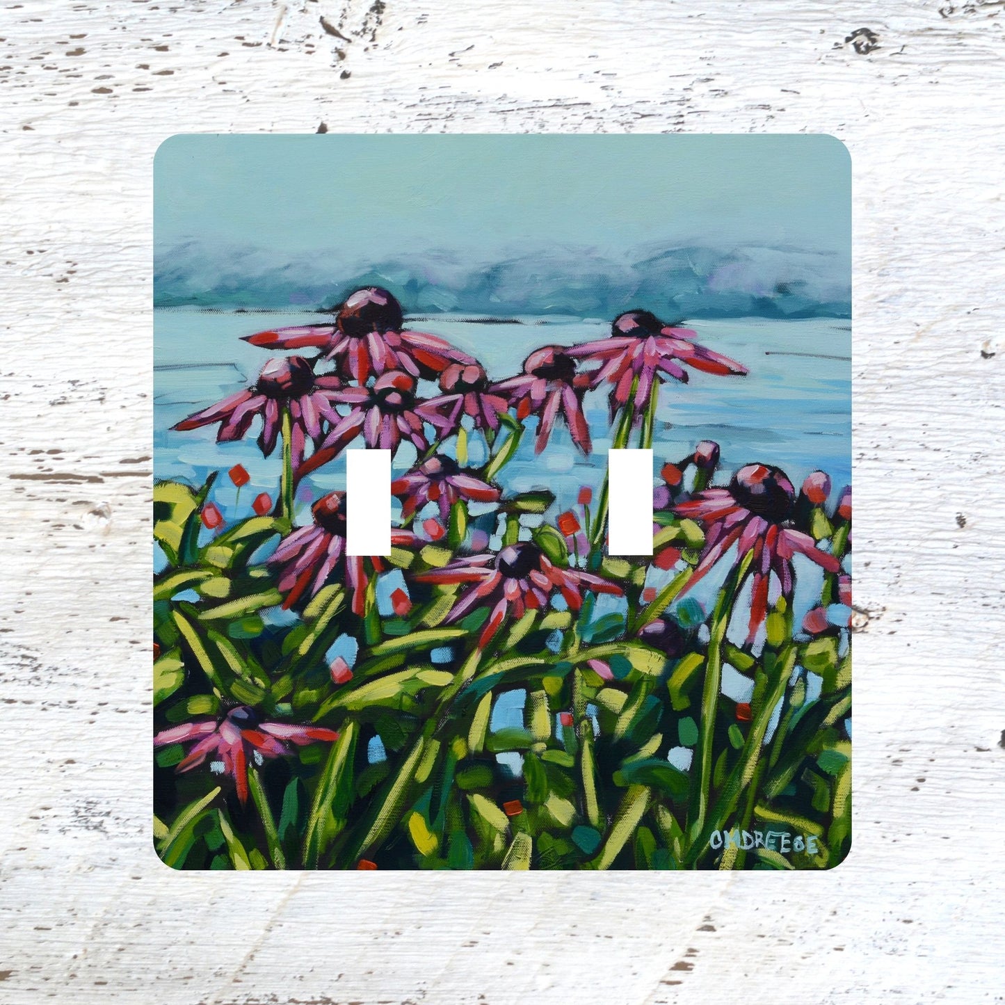 Switch Plates: "Natures Secret"  Purple Pink Coneflowers