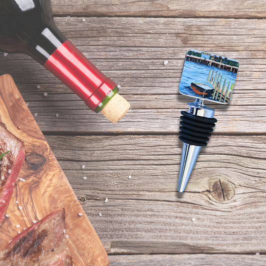 Wine Bottle Stopper: Mackinac Island: Dock Stories