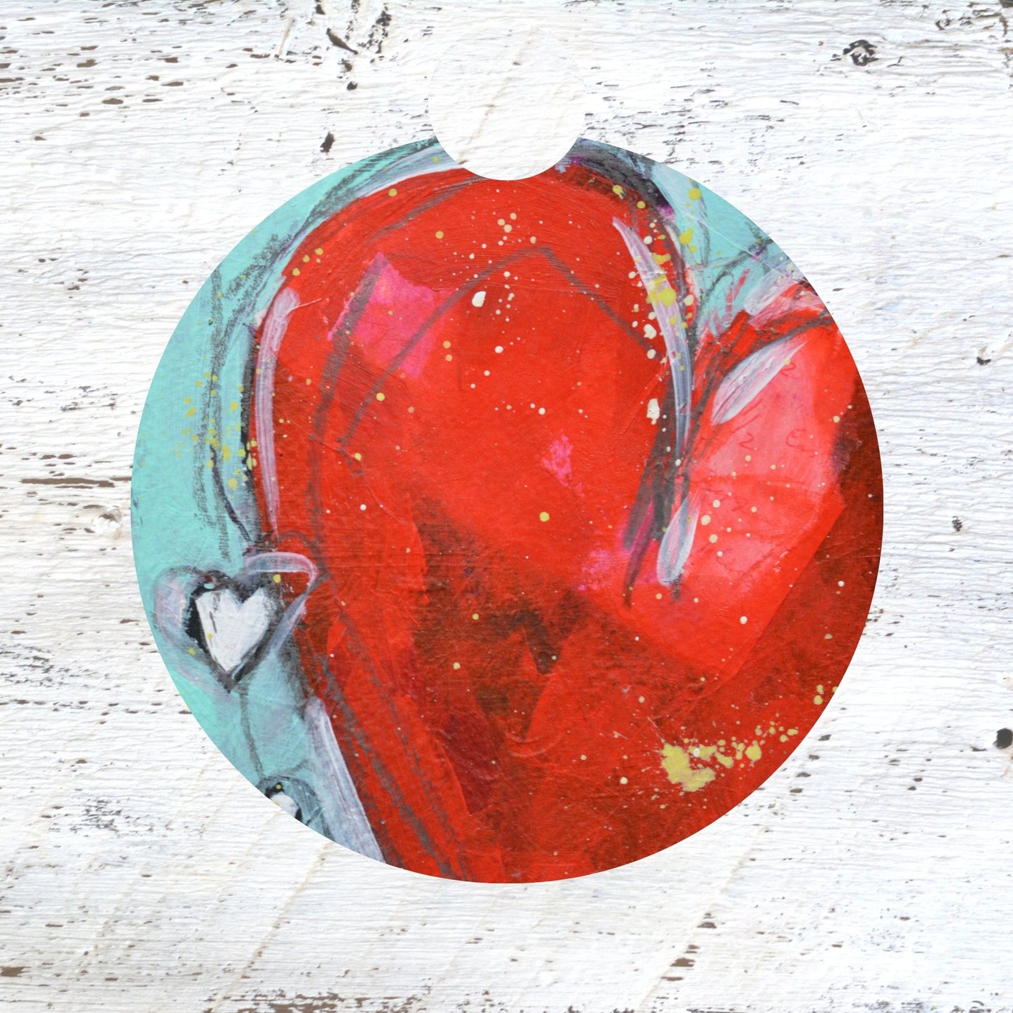 Car Coaster:  Red Hearts. Artist Christi Dreese