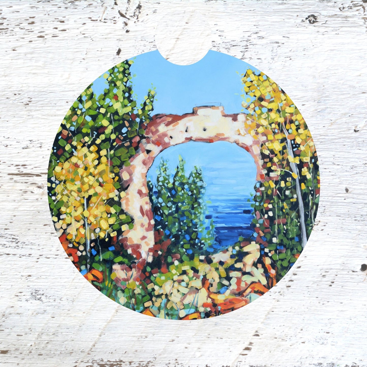 Car Coaster:  Arch Rock Mackinac Island . Artist Christi Dreese