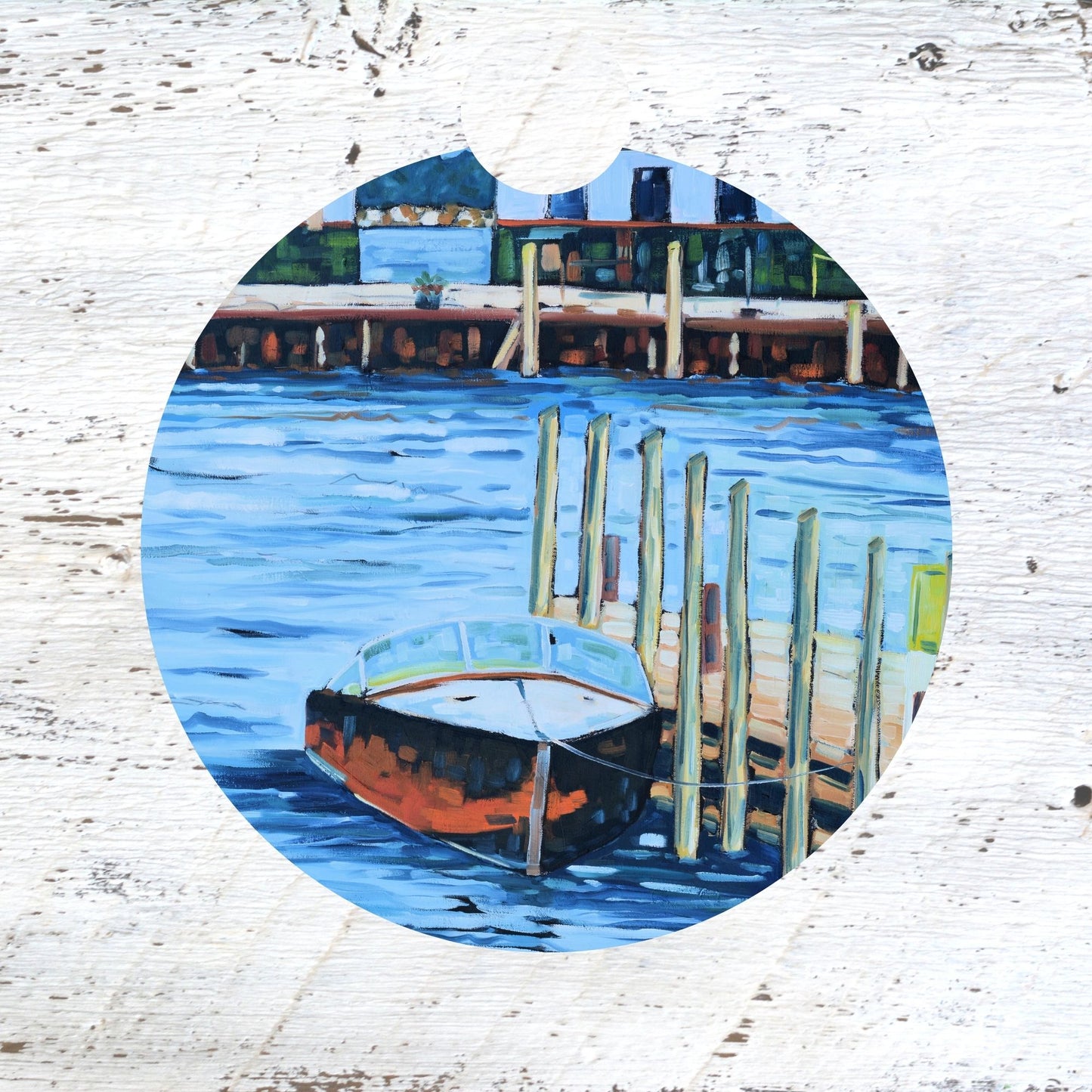 Car Coaster:  Boat Stories Mackinac Island . Artist Christi Dreese