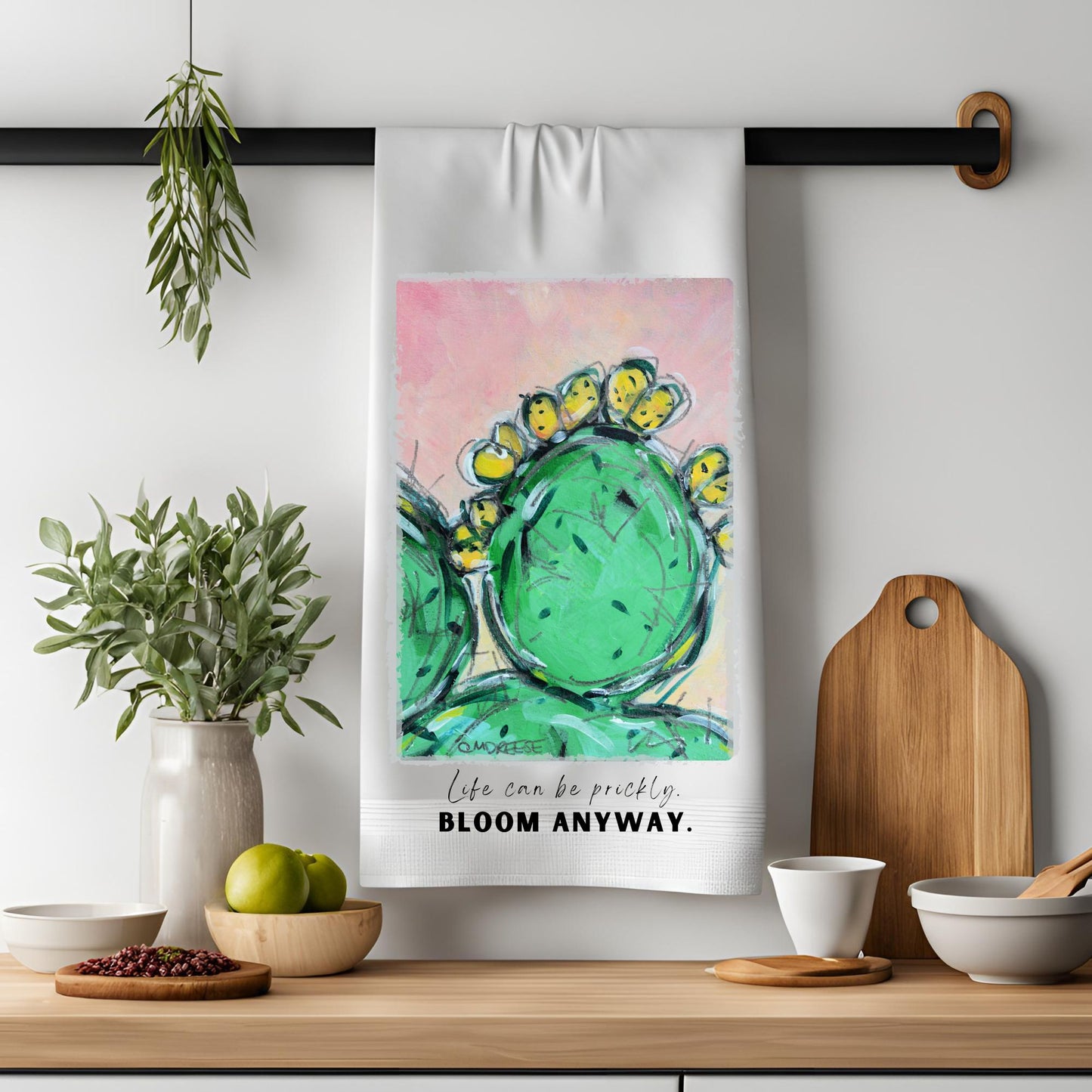 Dish Towel - "Life can be prickly" Cactus