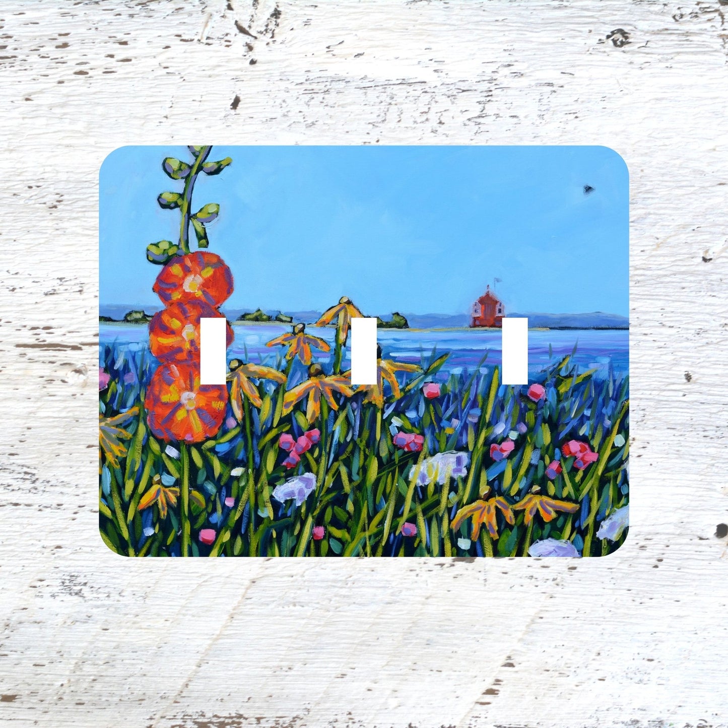 Switch Plates: "Hollyhock View" Mackinac Island