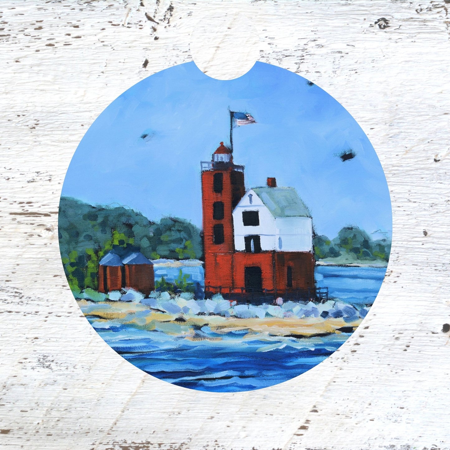 Car Coaster:  Round Island Lighthouse Mackinac Island. Artist Christi Dreese