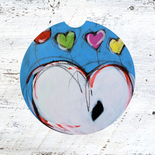 Car Coaster:  White Hearts. Artist Christi Dreese