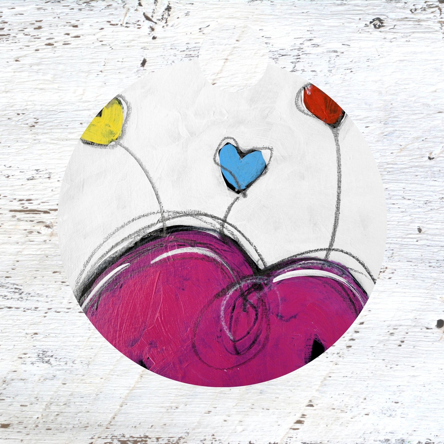 Car Coaster:  Multi-color Hearts. Artist Christi Dreese