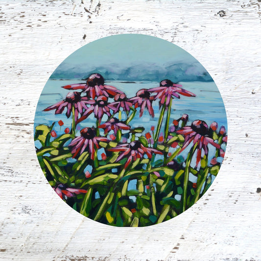 Rubber Grip Jar Opener - Nature's Secret. Cone Flowers. Lake