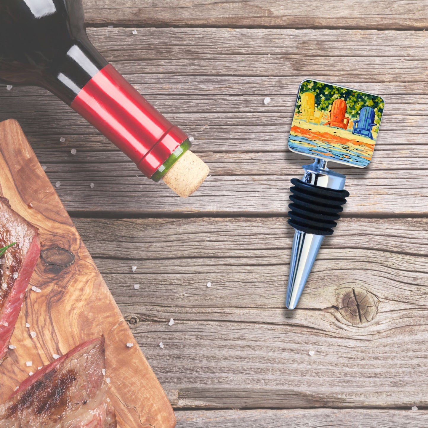 Wine Bottle Stopper: Adirondack Chairs