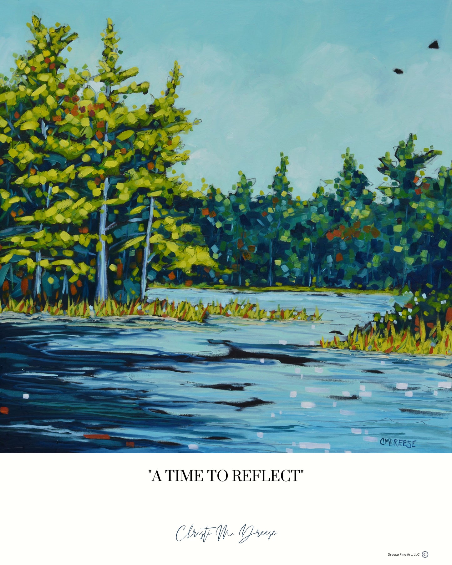 Time to Reflect Lake Print on Paper, Wood Panel Art Print Wall Decor Nature Art Print Artist Christi Dreese