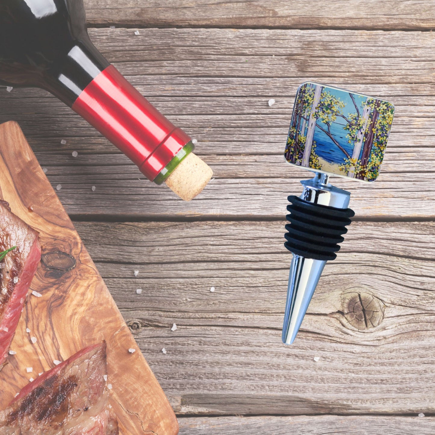 Wine Bottle Stopper: Overlooking the Bluff Birch Trees