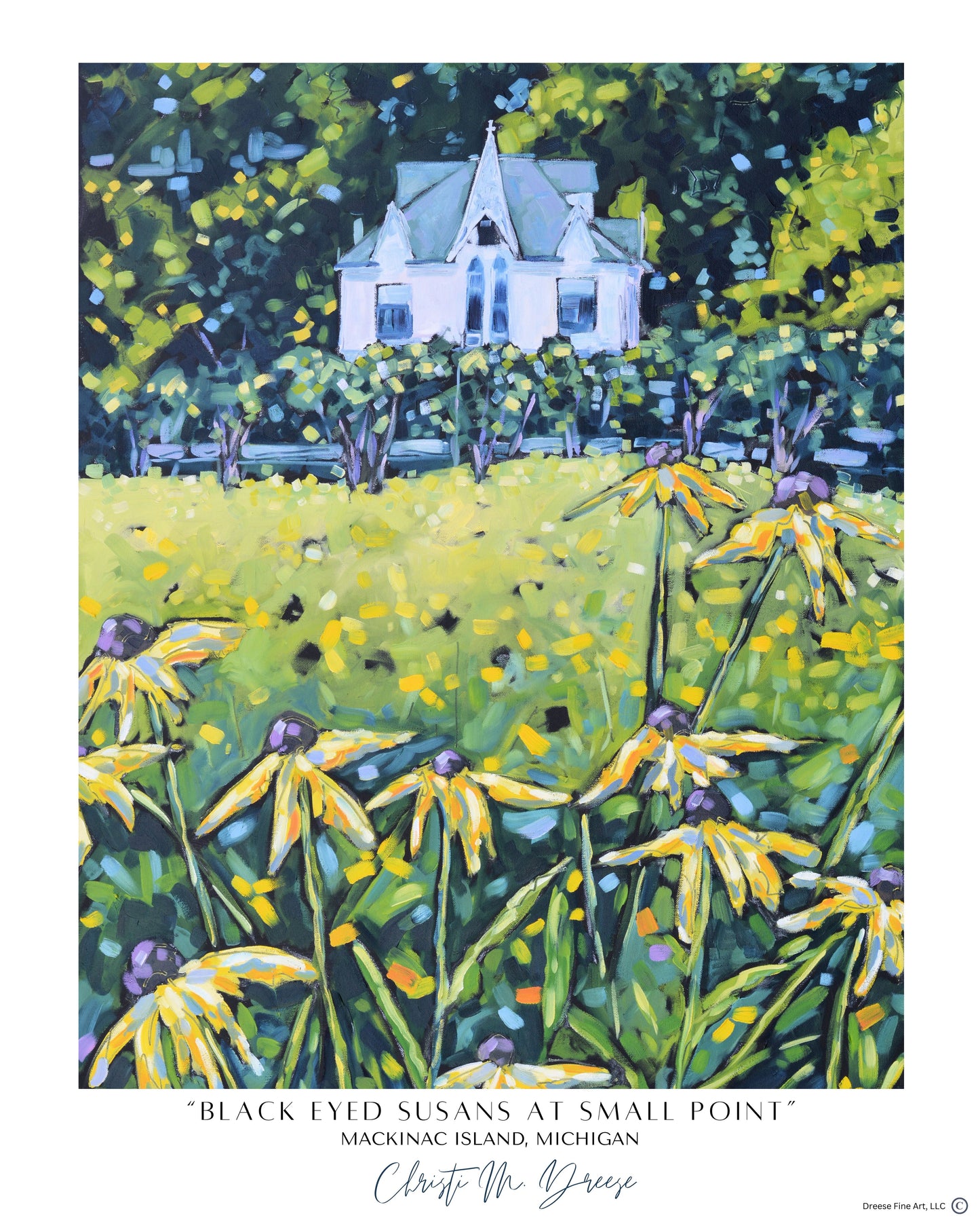 "Black Eyed Susans at Small Point Mackinac Island" Flower Print on Paper, Wood Panel - Wall Art Home Decor