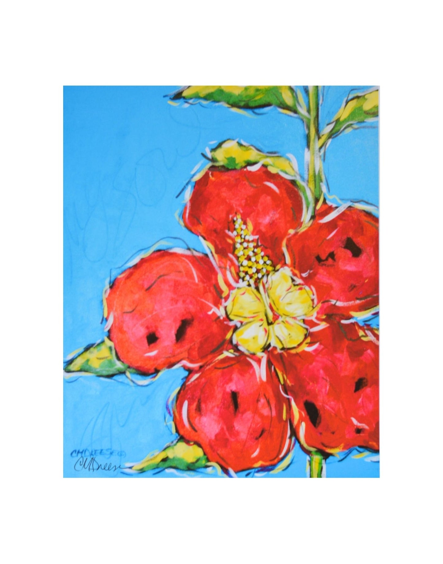 Hibiscus Print - Matted Print on Paper 11x14