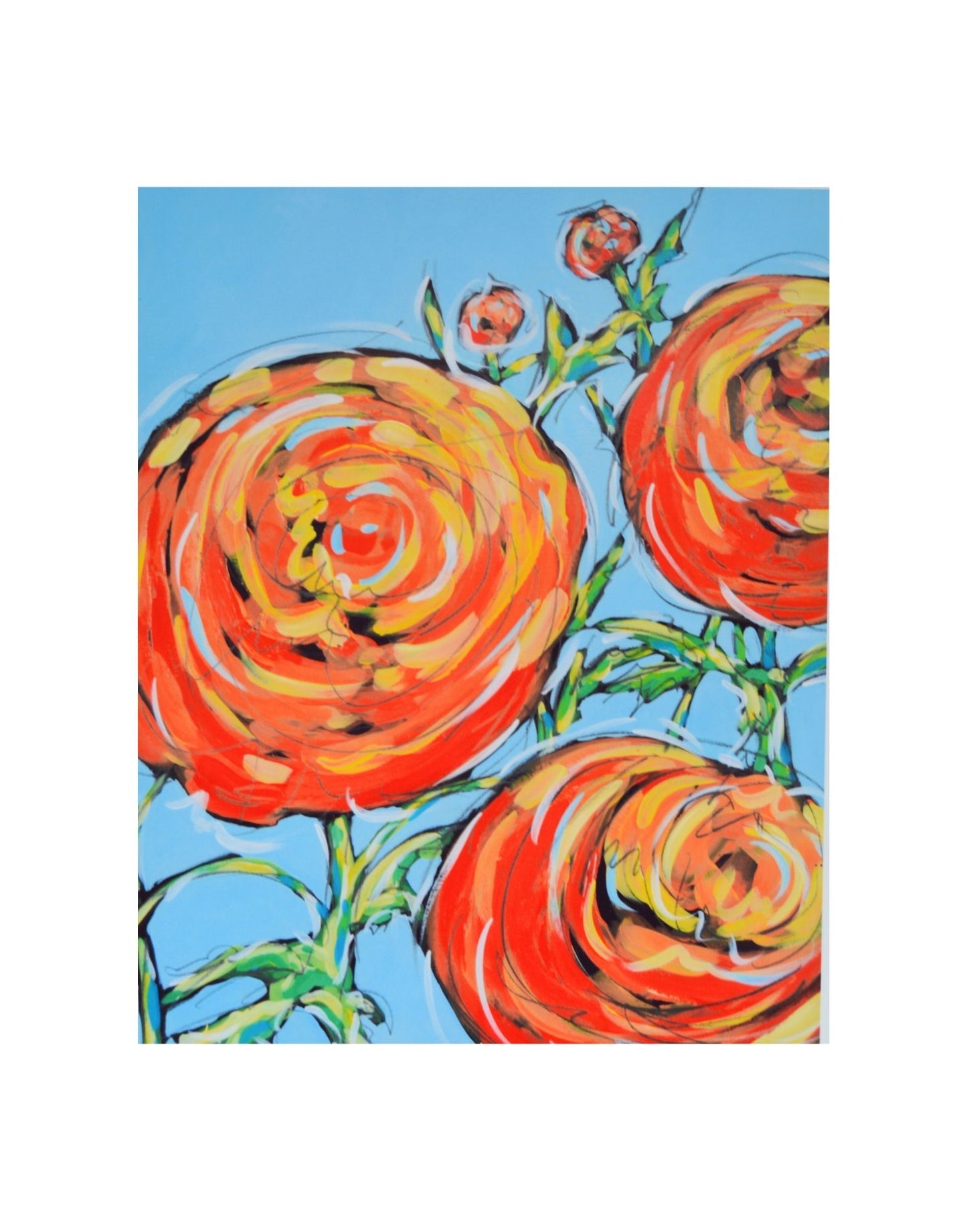 Orange ranunculus Print - Matted Print on Paper 11x14