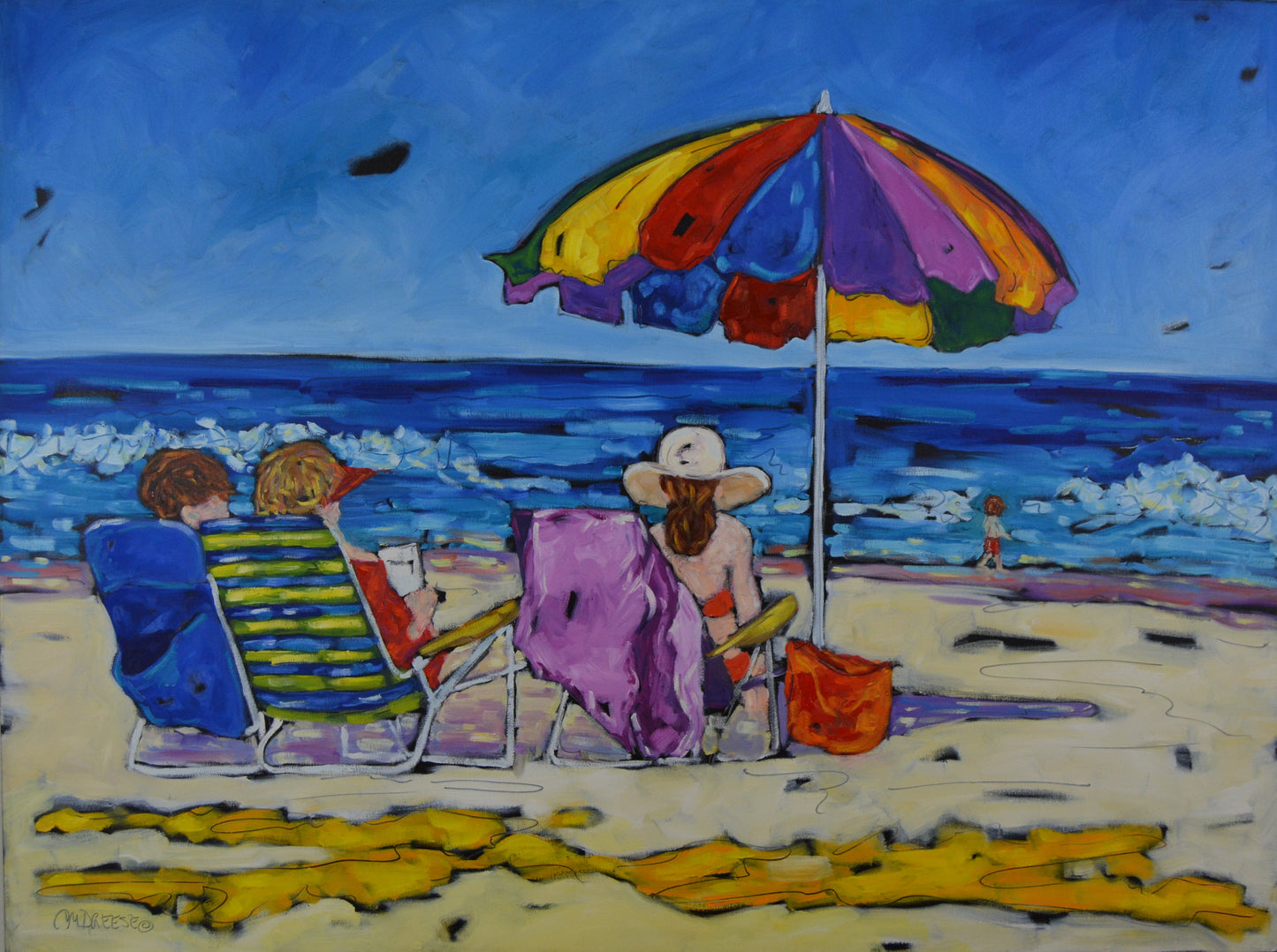 "Beachgoers II" Oil Painting on Canvas